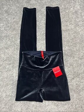 SPANX Classic Navy Velvet High-Rise Shaping Leggings